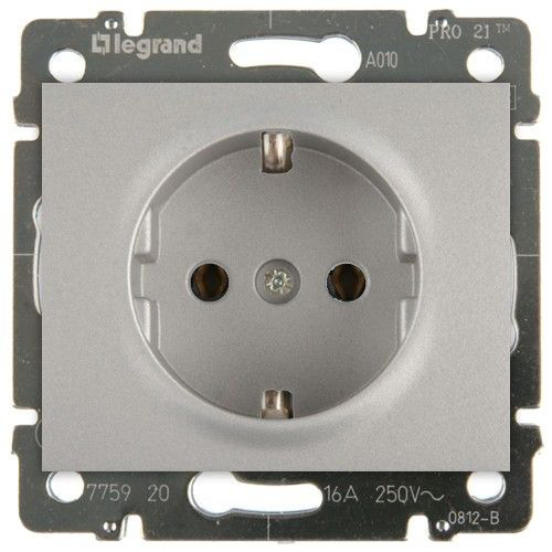 

Розетка Legrand 771362 Galea Life - немецкий стандарт, 2К+3, лицевая панель алюминий, 771362