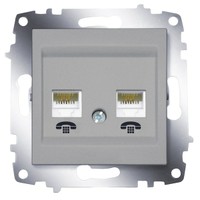 

Розетка ABB 619-011000-222 Cosmo информационная TF 2-ая (RJ 11 + RJ 11), 50В, IP20 (алюминий), 619-011000-222