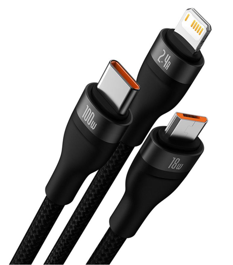 

Кабель интерфейсный Baseus CASS030001 Flash Series II 1.2m Black, CASS030001