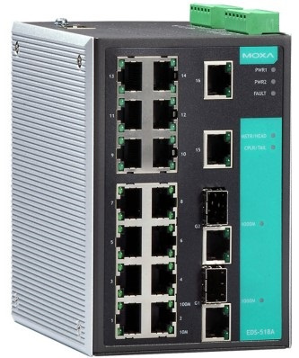 Изображение товара Коммутатор MOXA EDS-518A-MM-SC-T управляемый 14x10/100BaseTX, 2x100BaseFX, 2xCombo