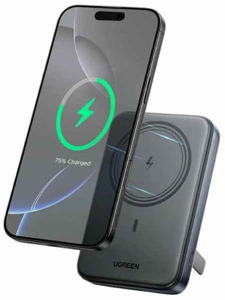 

Аккумулятор внешний UGREEN PB562 55140_ 10000mAh Magnetic Wireless Power Bank With Foldable Stand с расскладывающейся подставкой. цвет: серый космос, PB562