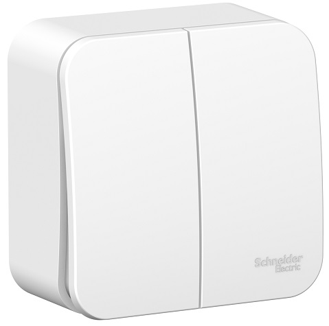 

Выключатель Schneider Electric BLNVA065001 2-клавишный, 6А, 250В (белый) наруж, BLNVA065001
