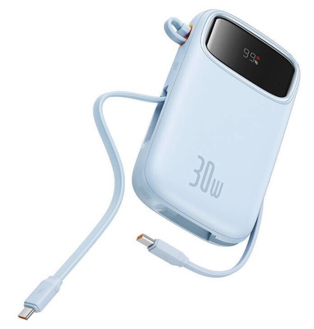 

Аккумулятор внешний портативный Baseus QPow 2 P10055009313-00 with 2 Built-in Type-C Cable 20000mAh 30W Galaxy Blue (цифровой дисплей, совместим PD, O, QPow 2