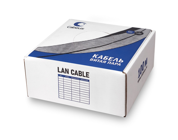 фото Кабель витая пара F/UTP 5e кат. 4 пары Cabeus FTP-4P-Cat.5e-SOLID-LSZH-GY-100 в Краснодаре
