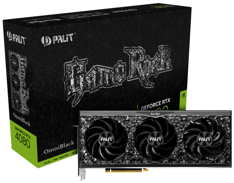 

Видеокарта PCI-E Palit GeForce RTX 4080 GameRock OmniBlack (NED4080019T2-1030Q) 16GB GDDR6X 256bit 4nm 3*DP/HDMI, GeForce RTX 4080 GameRock OmniBlack (NED4080019T2-1030Q)