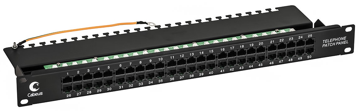 

Патч-панель Cabeus PL-50-TEL-Dual IDC 19" (1U), 50 портов RJ-45, Dual IDC (телефонная раскладка), PL-50-TEL-Dual
