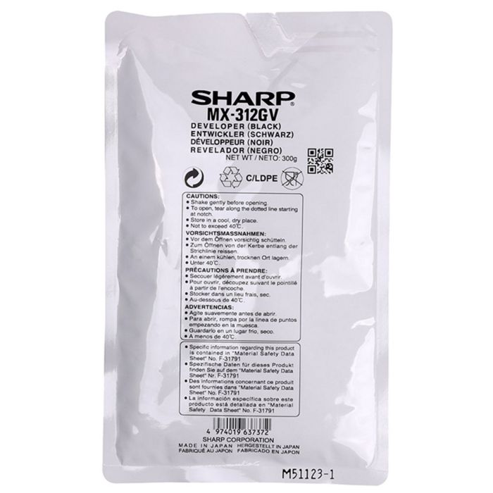 

Девелопер Sharp MX-312GV для AR-6020D/6023D/AR-6020NR/6023NR/6026NR/6031NR/AR-5726/5731/MX-M260/M264/M310/M314/M354 ориг, MX-312GV