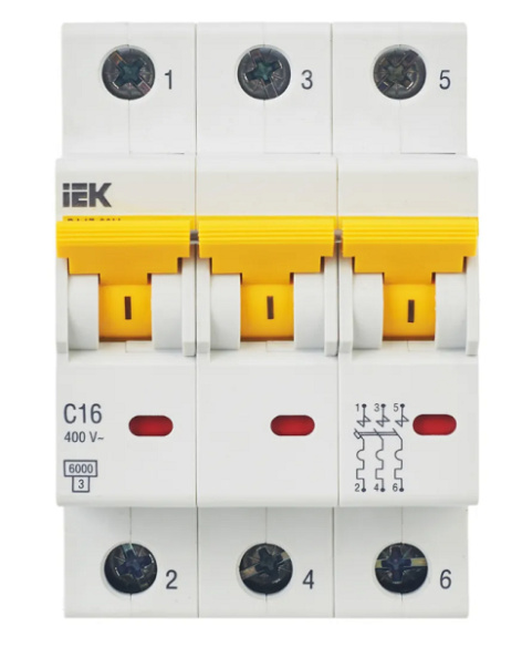 фото Автоматический выключатель модульный IEK MVA31-3-016-C в Красноярске