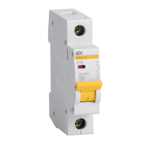 Изображение товара Автоматический выключатель IEK MVA20-1-016-D для защиты цепей 16 А IP20