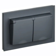 фото Розетка двухместная с заземлением в сборе  IEK BR-R26-16-44-K53-F