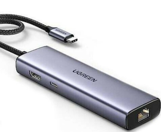 

Конвертер UGREEN CM512 USB-C To 3*USB 3.0 A+HDMI+RJ45+PD Converter. Цвет: серый, CM512