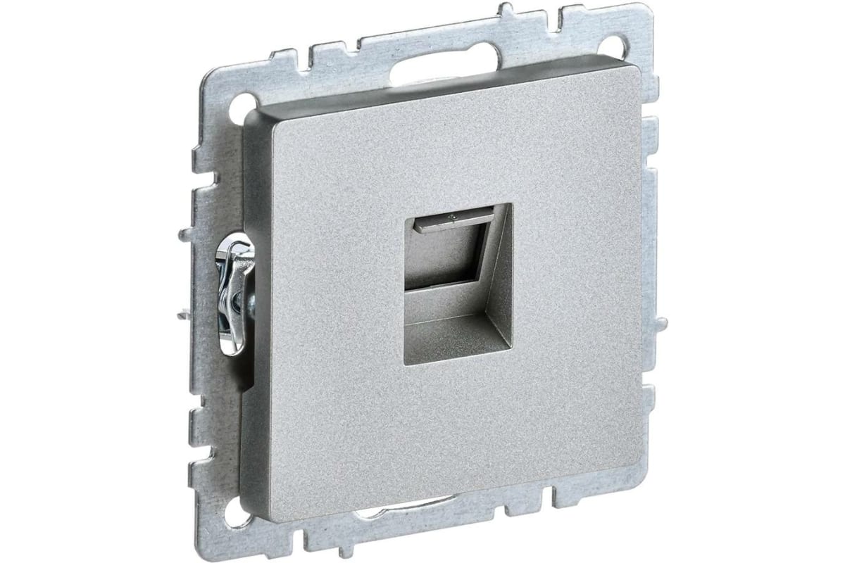 

Розетка IEK BR-K10-1-K47 компьютерная СП RJ45 кат.5E BRITE РК10-БрА алюм., BR-K10-1-K47