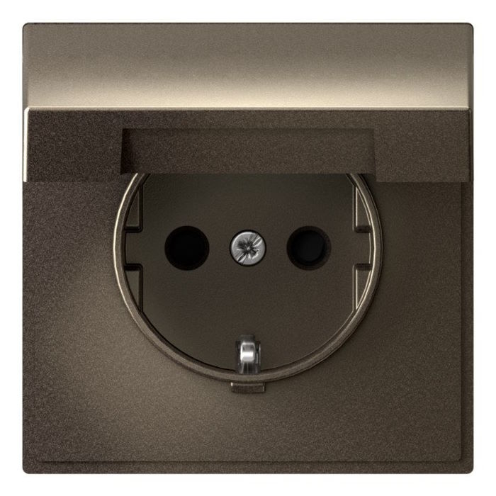 

Розетка с заземлением Systeme Electric GAL000646 ArtGallery со шторками с крышкой, 16А, IP20, механизм, мокко, GAL000646