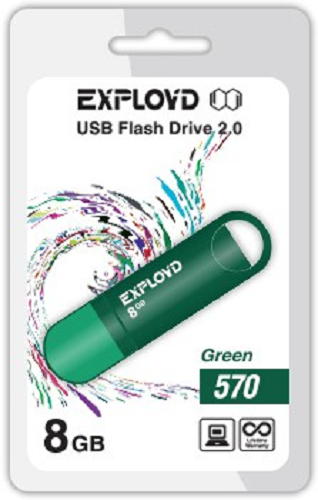 

Накопитель USB 2.0 8GB Exployd 570 зелёный, 570