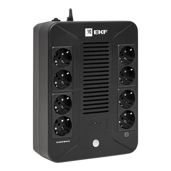 Источник бесперебойного питания EKF SSW-1000 E-Power Home 1000 ВА, 600Вт,8хSchuko,USB,RJ45
