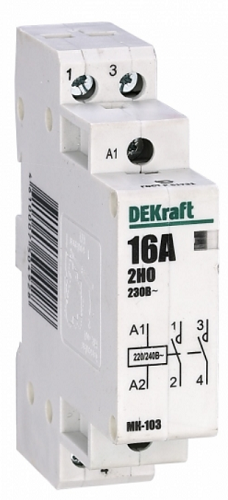 

Контактор модульный DEKraft 18050DEK 2НО 16А 230В МК-103, 18050DEK