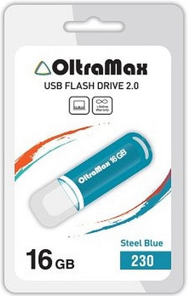 

Накопитель USB 2.0 16GB OltraMax OM-16GB-230-St Blue 230, стальной синий, OM-16GB-230-St Blue