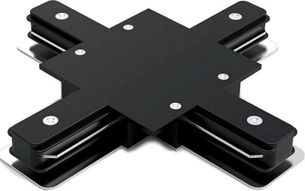 Изображение товара Коннектор Gauss TR137 для встраиваемых трековых шинопроводов, X-образный, черный
