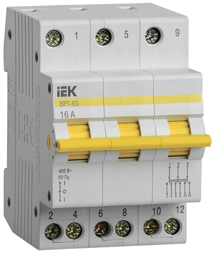 

Выключатель-разъединитель трехпозиционный IEK MPR10-3-016 ВРТ-63 3P 16А, MPR10-3-016