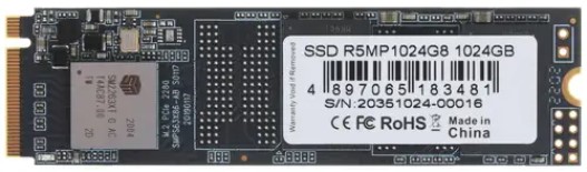 

Накопитель SSD M.2 2280 AMD R5MP1024G8 Radeon R5 1024GB PCIe Gen3x4 with NVMe 3D TLC 2000/1800MB/s IOPS 200K/200K MTBF 1.5M 300 TBW RTL, R5MP1024G8