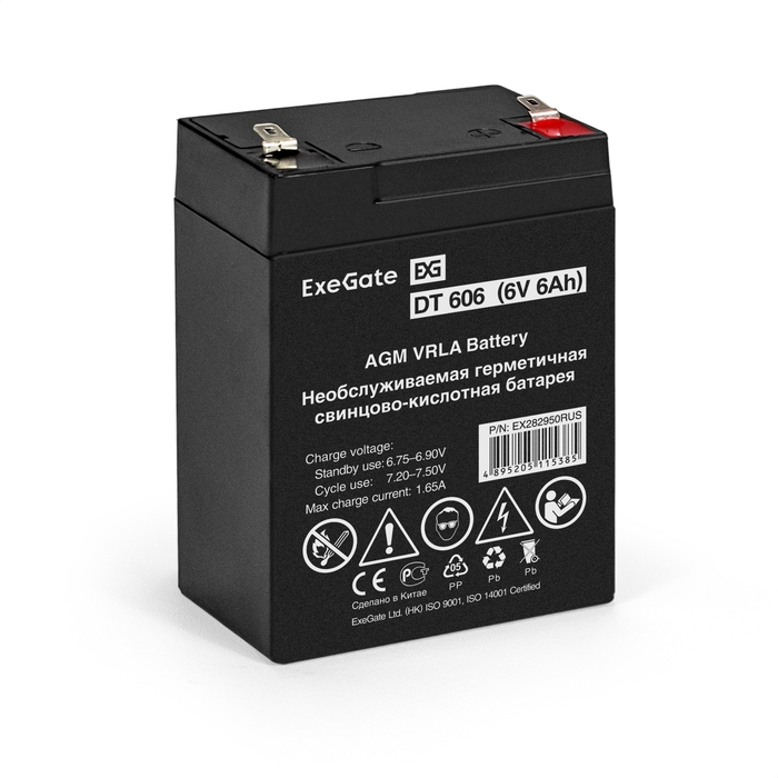 

Батарея Exegate DT 606 EX282950RUS (6V 6Ah, клеммы F1), DT 606