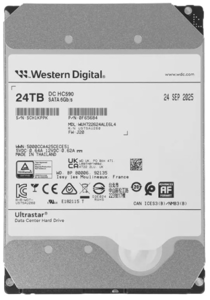 фото Жесткий диск 24TB SATA 6Gb/s Western Digital Ultrastar DC HC590 в Воронеже