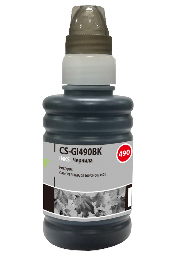 

Чернила для заправки Cactus CS-GI490BK черный100мл для Canon Pixma G1400/G2400/G3400, CS-GI490BK