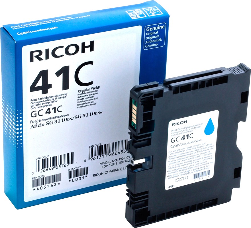 

Картридж гелевый Ricoh тип GC 41CL 405766 голубой (600 страниц) для Aficio SG 2100N/3110DN/3110DNw/3110DNw/3100SNw/3110SFNw, тип GC 41CL