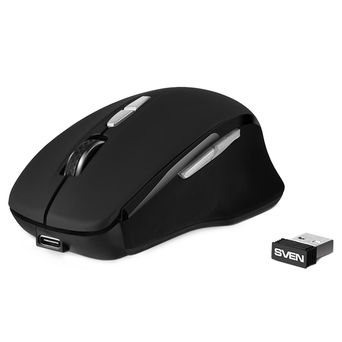 

Мышь Wireless Sven RX-590SW SV-018375 черная, бесш. кл., Bluetooth, 2,4GHz, 6+1кл., ST, 800-1600DPI, RX-590SW