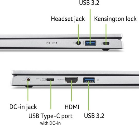 фото Ноутбук  Acer Extensa 15 EX215-34-33AF в Красноярске 15.6 ", Core i3, 16 Гб RAM, 512 Гб SSD, UHD Graphics, Серебристый