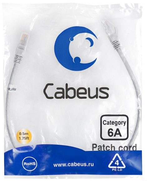 фото Кабель патч-корд U/UTP 6a кат. 0.5м Cabeus PC-UTP-RJ45-Cat.6a-0.5m-LSZH в Казани