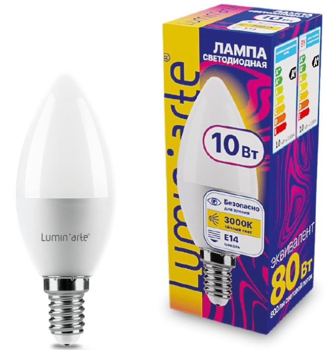 

Лампа Lumin'arte LSTD-C37-10W3KE14 10Вт 3000K E14, LSTD-C37-10W3KE14