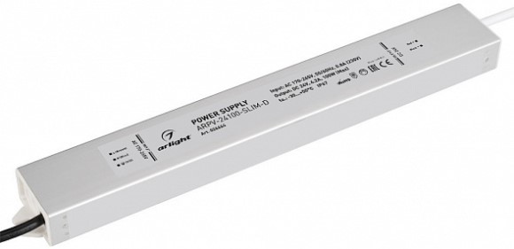 

Блок питания Arlight ARPV-24100-SLIM-D 026664 24V, 4.2A, 100W, IP67, металл, ARPV-24100-SLIM-D