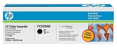 

Картридж HP 304A CC530AD для принтера color LaserJet CP2025/CM2320 чёрный (двойная упаковка), 304A
