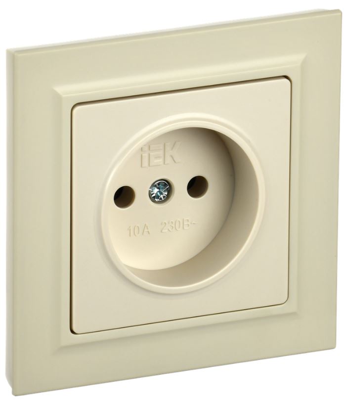 

Розетка без заземления в сборе IEK BR-R10-10-K10-F BRITE без защитных шторок 10А РСР10-1-0-БрКр Бежевый, BR-R10-10-K10-F
