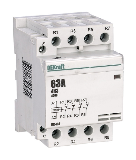 Изображение товара Модульный контактор серии МК-103 DEKraft 63 А напряжение до 400 В