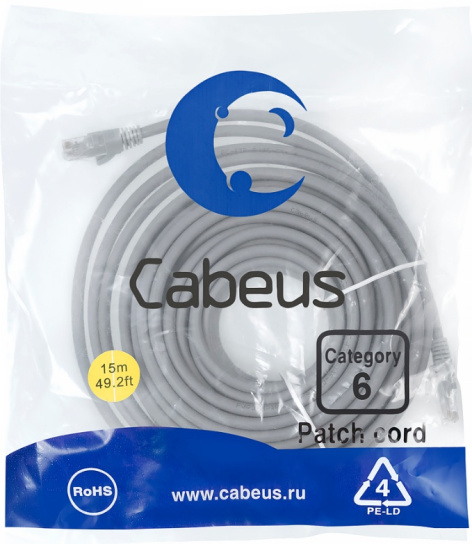 фото Кабель патч-корд U/UTP 6 кат. 15м Cabeus PC-UTP-RJ45-Cat.6-15m-LSZH в Санкт-Петербургe