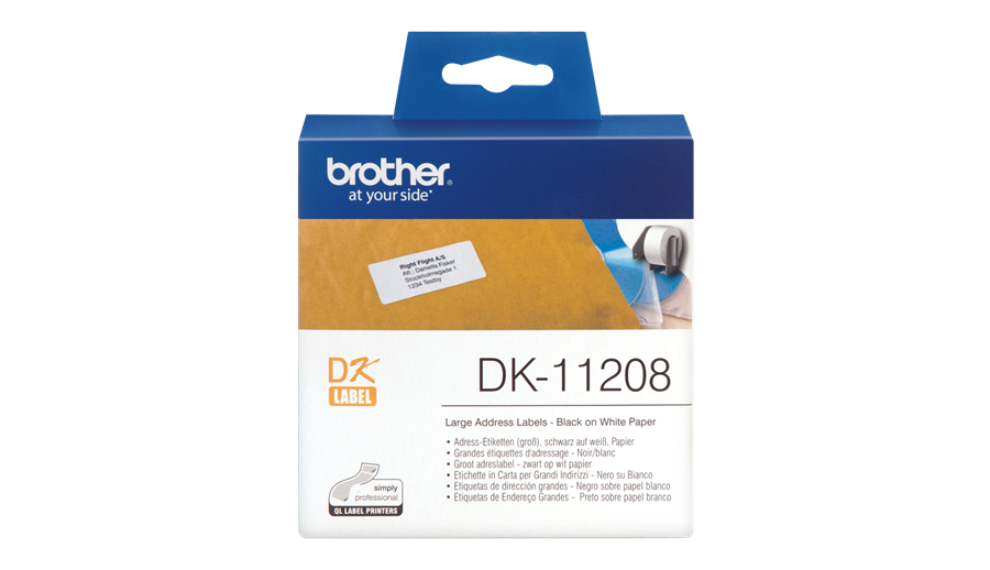 

Наклейка Brother DK11208 Большие адресные наклейки Brother (400 штук - 38 x 90 мм), DK11208