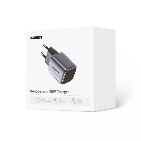 

Зарядное устройство сетевое UGREEN CD318 90664 Nexode Mini 20W USB-C PD GaN Fast Charger EU. Цвет: серый, CD318