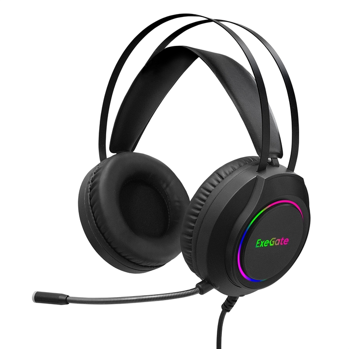 

Наушники Exegate EX289746RUS Cosmos HS-702GL (объемный звук 7.1, длина кабеля 2.5м, RGB подсветка, USB интерфейс), EX289746RUS