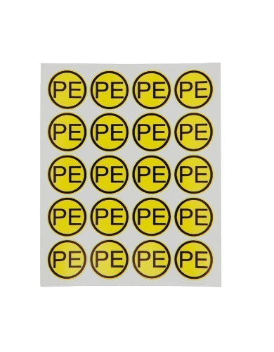 

Наклейка Rexant 55-0004 знак электробезопасности «PE» d - 20 мм (20 шт на листе), 55-0004