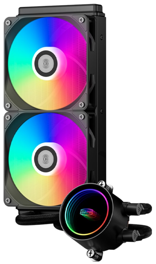 

Система охлаждения жидкостная PCCooler DA240 ARGB BK LGA115X/1200/1700/1851/20xx/AM4/AM5 (270W, 2*120mm, 73.6 CFM, 33.8 dBa, 4-pin PWM), DA240 ARGB BK