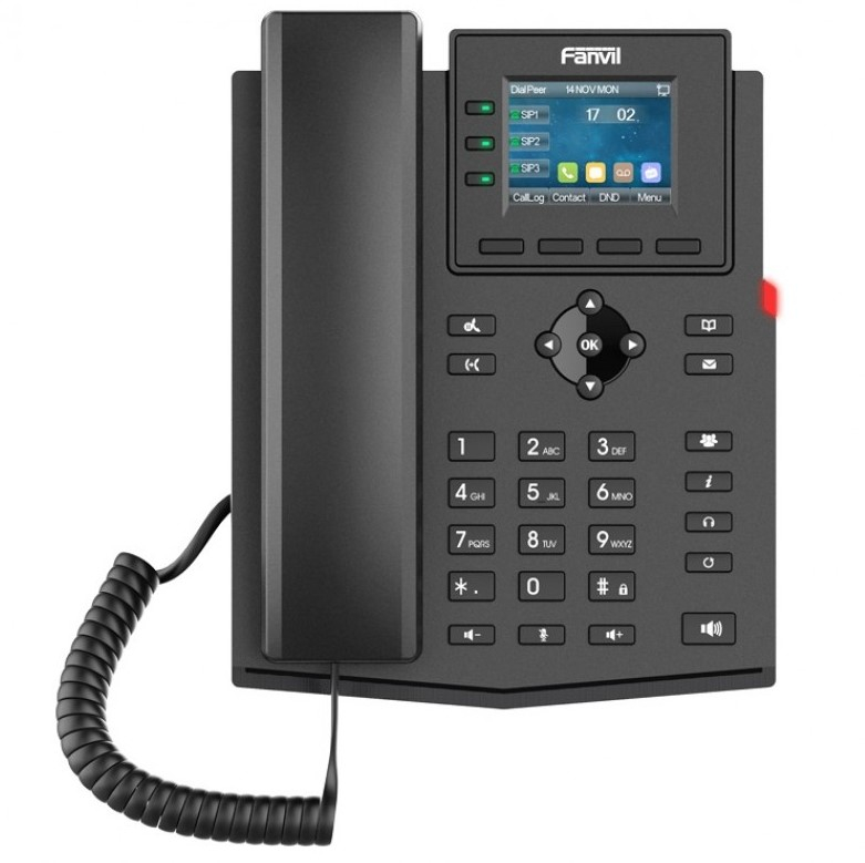 

Телефон VoiceIP Fanvil X303P 2xEthernet 10/100, LCD 320x240, цветной дисплей 2,4, 4 аккаунта SIP, G722, Opus, Ipv-6, порт для гарнитуры, книга на 1000, X303P