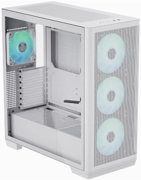 

Корпус ATX AeroCool APNX C1-WT-v1 4711099474318 белый, без БП, боковая панель из закленного стекла, 1x120mm, 3x140m fan, 2xUSB 3.0, USB Type-C, audio, APNX C1-WT-v1