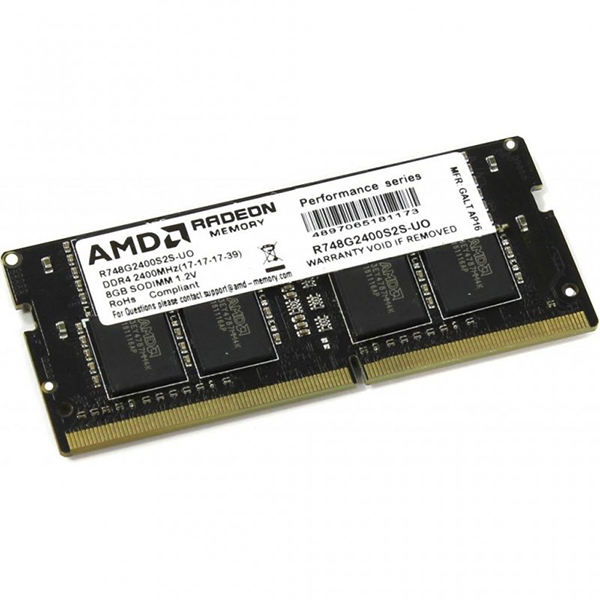 

Модуль памяти SODIMM DDR4 8GB AMD R748G2400S2S-UO PC4-19200 2400MHz CL16 260-pin 1.2V OEM, R748G2400S2S-UO