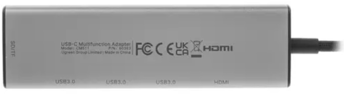 

Конвертер UGREEN CM511 45521_ 7-in-1 4K@60Hz USB-C To HDMI+2xUSB-C 3.2+1xUSB-A 3.2+SD/TF+PD Converter. Цвет: серый, CM511