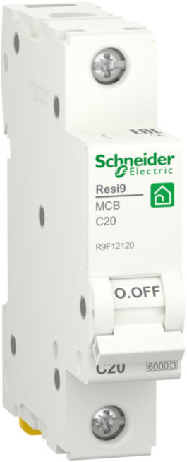 

Автоматический выключатель Schneider Electric RESI9 R9F12120 (С) 20А 1P 6000A, RESI9
