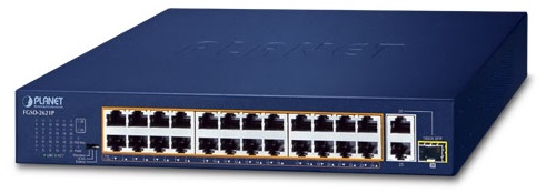 

Коммутатор Planet FGSD-2621P неуправляемый 24-порта 10/100TX 802.3at PoE + 2-порта 10/100/1000T + 1-слот 1000X SFP (185 Watts), FGSD-2621P