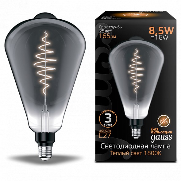

Лампа светодиодная Gauss 157802005 LED Filament ST164 GAUSS E27 8.5W Gray 165lm 1800K 150 лм, 157802005
