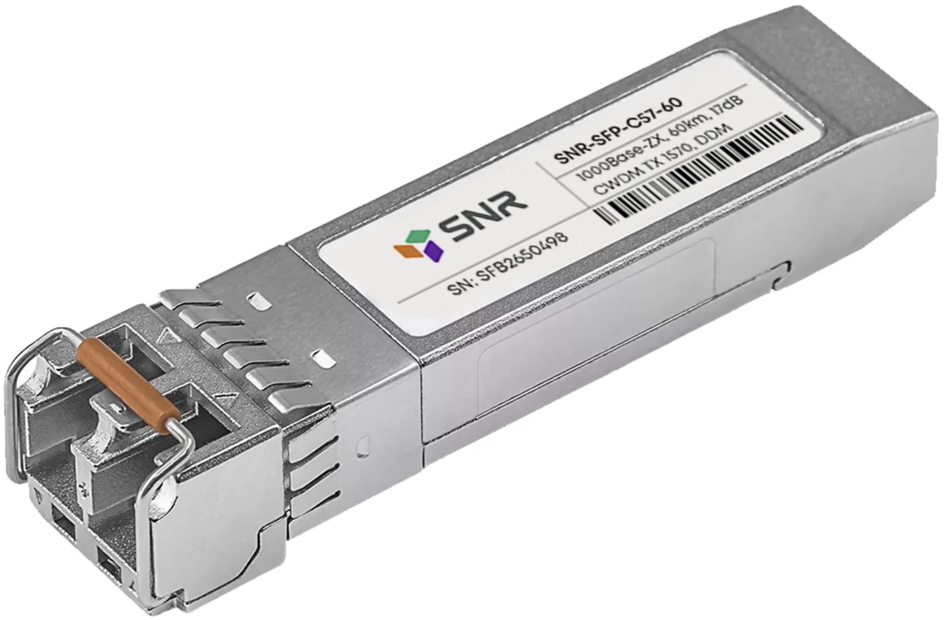 

Модуль SFP SNR SNR-SFP-C57-60 CWDM оптический, дальность до 60км (17dB), 1570нм, SNR-SFP-C57-60
